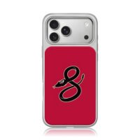8 shape black snake on red iPhone 17 Pro Max Electroplated Silver Case1