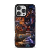 80s retro pop culture collage iPhone 16 Pro Max Black Case