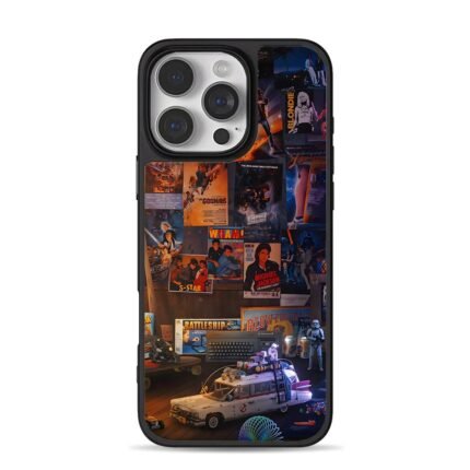 80s retro pop culture collage iPhone 16 Pro Max Black Case