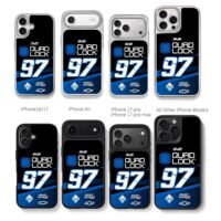 97 Kaulig Racing Quad Lock NASCAR Chris Brown Phone Case Black Electroplated Silver For Iphone 11 To 17