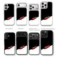 A red Porsche 911 on black white Chris Brown Phone Case Black Electroplated Silver For Iphone 11 To 17