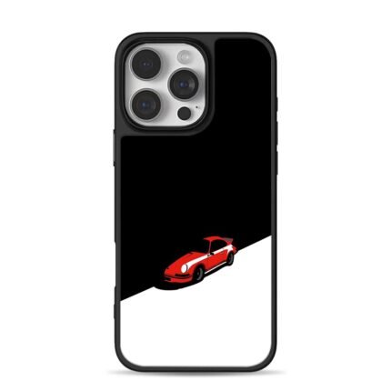 A red Porsche 911 on black white iPhone 16 Pro Max Black Case