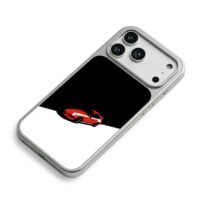 A red Porsche 911 on black white iPhone 17 Pro Max Electroplated Silver Case2