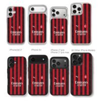 AC Milan Puma Emirates striped Chris Brown Phone Case Black Electroplated Silver For Iphone 11 To 17