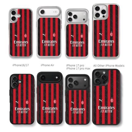 AC Milan Puma Emirates striped Chris Brown Phone Case Black Electroplated Silver For Iphone 11 To 17