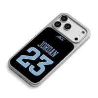 ACC Jordan 23 light blue on black iPhone 17 Pro Max Electroplated Silver Case2