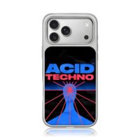 Acid Techno retro rave graphic iPhone 17 Pro Max Electroplated Silver Case1