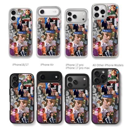 Aesthetic Justin Bieber photo collage Chris Brown Phone Case Black Electroplated Silver For Iphone 11 To 17