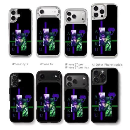 AIKU anime boy purple cobra Chris Brown Phone Case Black Electroplated Silver For Iphone 11 To 17