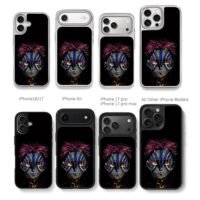 Akaza Demon Slayer line art Chris Brown Phone Case Black Electroplated Silver For Iphone 11 To 17