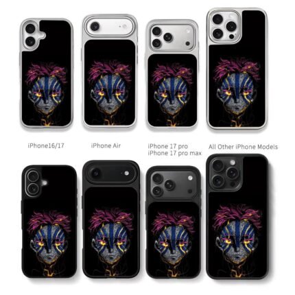 Akaza Demon Slayer line art Chris Brown Phone Case Black Electroplated Silver For Iphone 11 To 17