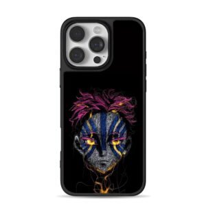 Akaza Demon Slayer line art iPhone 16 Pro Max Black Case
