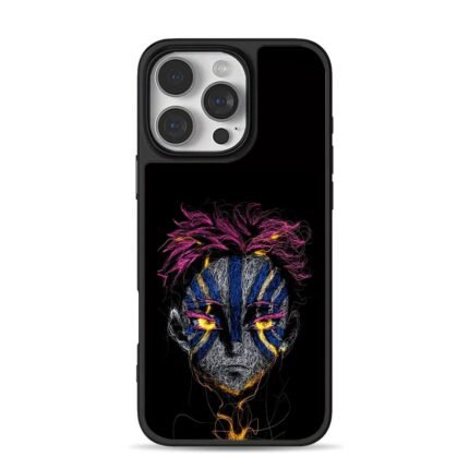Akaza Demon Slayer line art iPhone 16 Pro Max Black Case