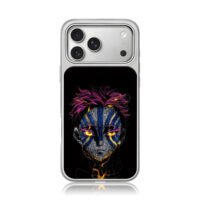 Akaza Demon Slayer line art iPhone 17 Pro Max Electroplated Silver Case1