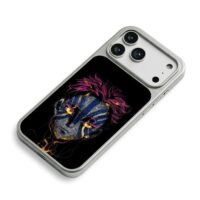 Akaza Demon Slayer line art iPhone 17 Pro Max Electroplated Silver Case2