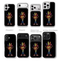 Aku Aku from Crash Bandicoot Chris Brown Phone Case Black Electroplated Silver For Iphone 11 To 17