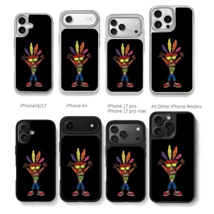Aku Aku from Crash Bandicoot Chris Brown Phone Case Black Electroplated Silver For Iphone 11 To 17