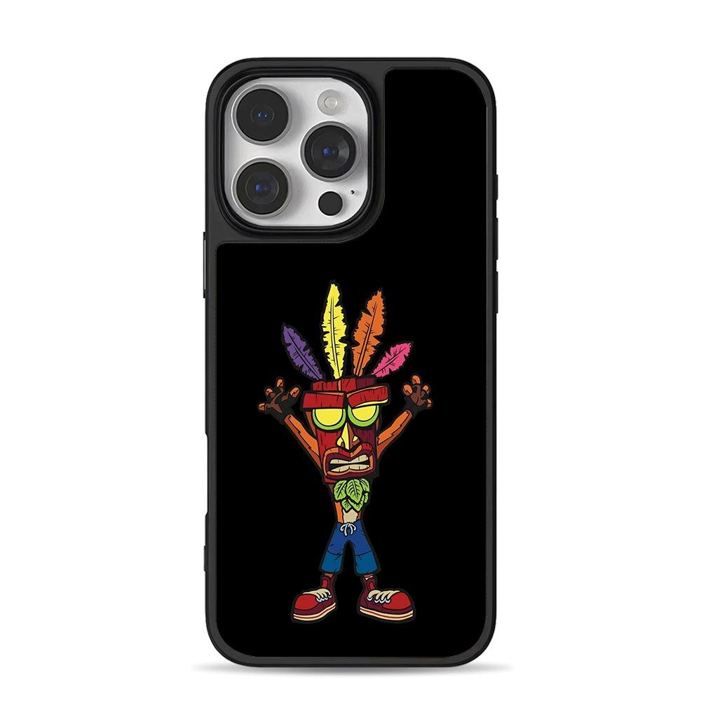 Aku Aku from Crash Bandicoot iPhone 16 Pro Max Black Case Aku Aku from Crash Bandicoot iPhone 16 Pro Max Black Case