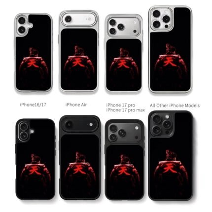 Akuma from SF red Tian on back Chris Brown Phone Case Black Electroplated Silver For Iphone 11 To 17