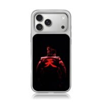 Akuma from SF red Tian on back iPhone 17 Pro Max Electroplated Silver Case1