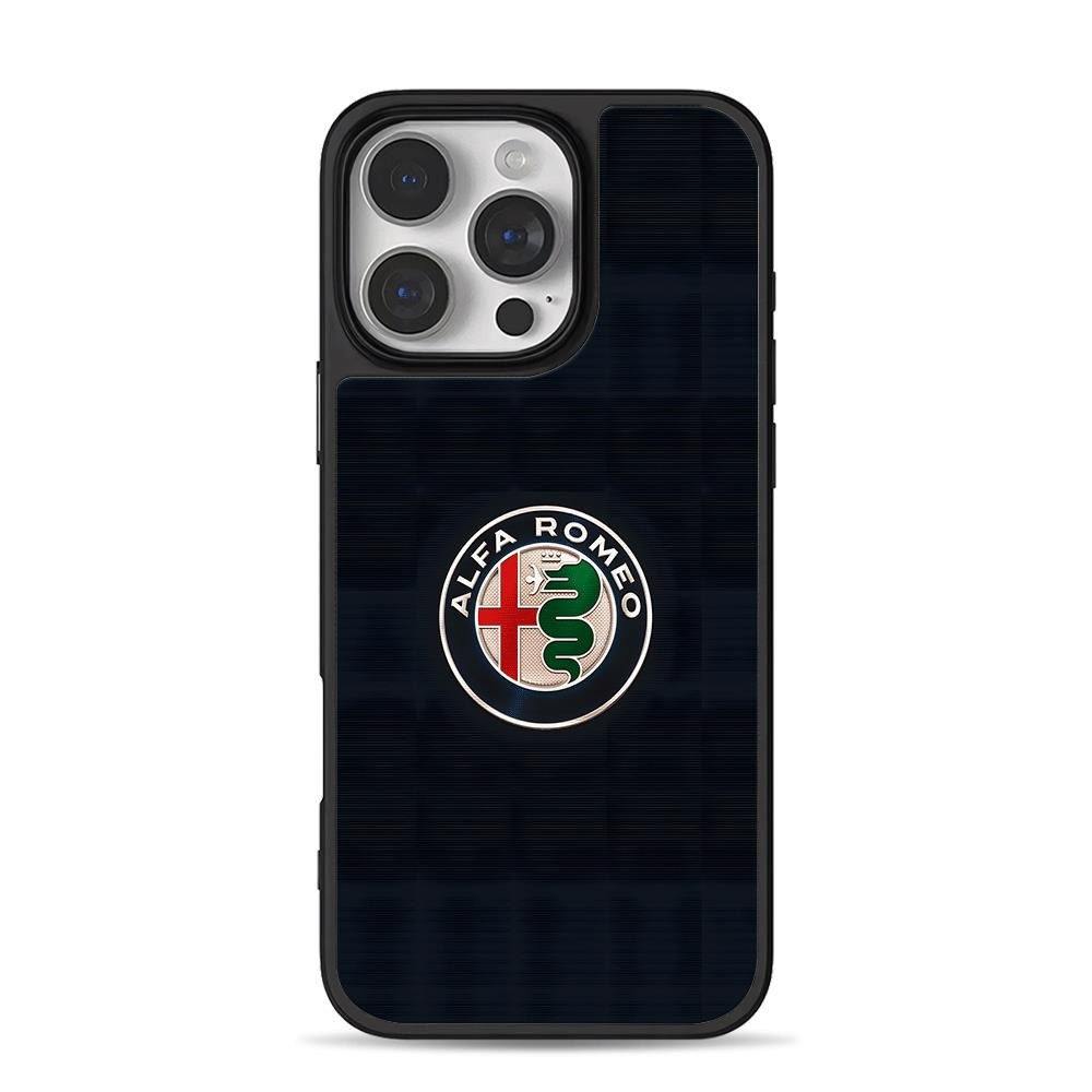 Alfa Romeo car logo dark bg iPhone 16 Pro Max Black Case Alfa Romeo car logo dark bg iPhone 16 Pro Max Black Case
