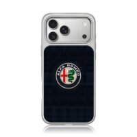 Alfa Romeo car logo dark bg iPhone 17 Pro Max Electroplated Silver Case1