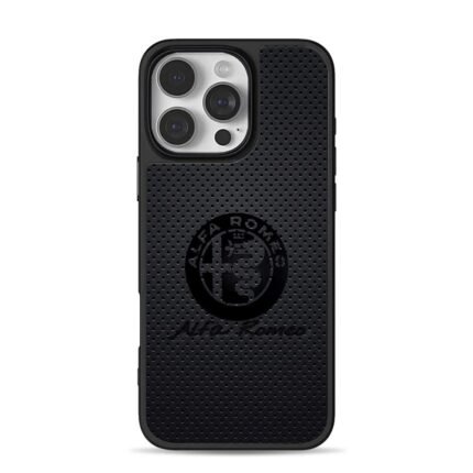 Alfa Romeo logo and script branded text iPhone 16 Pro Max Black Case
