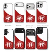 Alfa Romeo logo on red white split background Chris Brown Phone Case Black Electroplated Silver For Iphone 11 To 17
