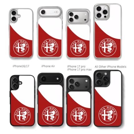 Alfa Romeo logo on red white split background Chris Brown Phone Case Black Electroplated Silver For Iphone 11 To 17