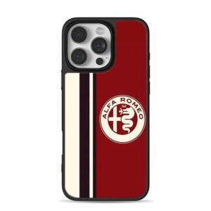 Alfa Romeo logo racing stripes iPhone 16 Pro Max Black Case