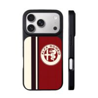 Alfa Romeo logo racing stripes iPhone 17 Pro Max Black Case