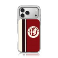 Alfa Romeo logo racing stripes iPhone 17 Pro Max Electroplated Silver Case1