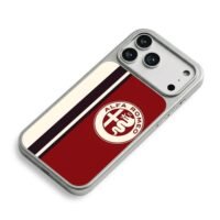 Alfa Romeo logo racing stripes iPhone 17 Pro Max Electroplated Silver Case2