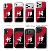 AlfaRomeo logo red black split Chris Brown Phone Case Black Electroplated Silver For Iphone 11 To 17