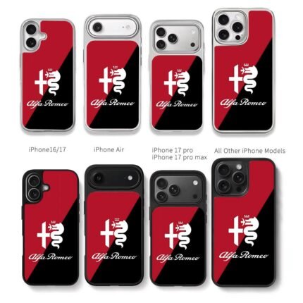 AlfaRomeo logo red black split Chris Brown Phone Case Black Electroplated Silver For Iphone 11 To 17