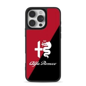 AlfaRomeo logo red black split iPhone 16 Pro Max Black Case