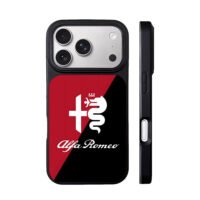 AlfaRomeo logo red black split iPhone 17 Pro Max Black Case