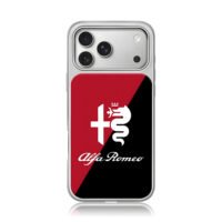 AlfaRomeo logo red black split iPhone 17 Pro Max Electroplated Silver Case1