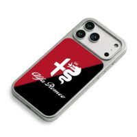 AlfaRomeo logo red black split iPhone 17 Pro Max Electroplated Silver Case2