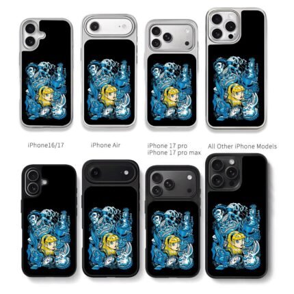 Alice in Wonderland blue art Chris Brown Phone Case Black Electroplated Silver For Iphone 11 To 17