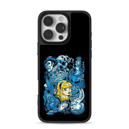 Alice in Wonderland blue art iPhone 16 Pro Max Black Case
