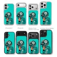 Alonso 14 F1 Race Helmet Art Chris Brown Phone Case Black Electroplated Silver For Iphone 11 To 17