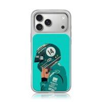 Alonso 14 F1 Race Helmet Art iPhone 17 Pro Max Electroplated Silver Case1