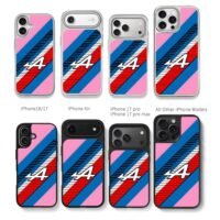Alpine F1 A pink blue stripe Chris Brown Phone Case Black Electroplated Silver For Iphone 11 To 17