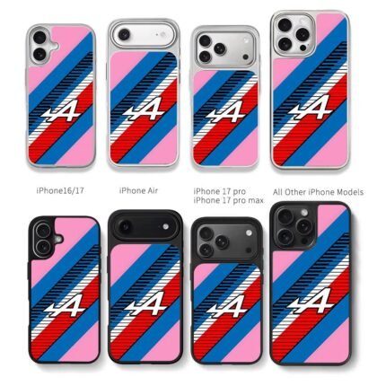 Alpine F1 A pink blue stripe Chris Brown Phone Case Black Electroplated Silver For Iphone 11 To 17