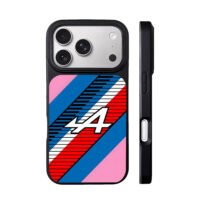 Alpine F1 A pink blue stripe iPhone 17 Pro Max Black Case