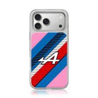 Alpine F1 A pink blue stripe iPhone 17 Pro Max Electroplated Silver Case1