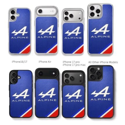 Alpine F1 blue leather stripe Chris Brown Phone Case Black Electroplated Silver For Iphone 11 To 17
