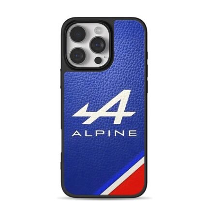 Alpine F1 blue leather stripe iPhone 16 Pro Max Black Case