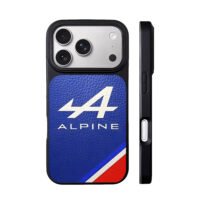 Alpine F1 blue leather stripe iPhone 17 Pro Max Black Case